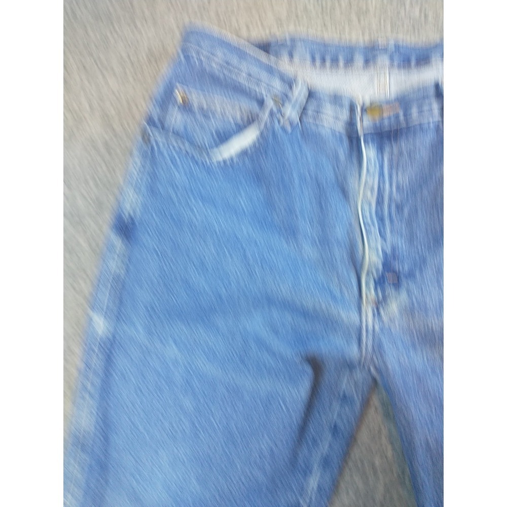 Wrangler 96501DS Mens Blue Denim Straight Leg Regular Fit Jeans 34x29 Distressed - Picture 3 of 16